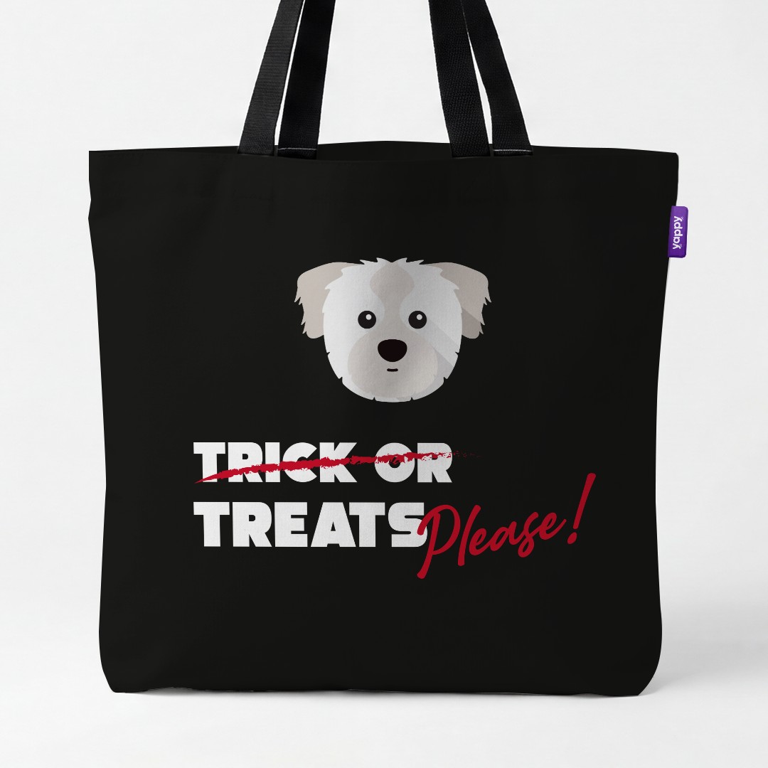 'Trick or Treats Please' - Personalized {breedCommonName} Canvas Bag
