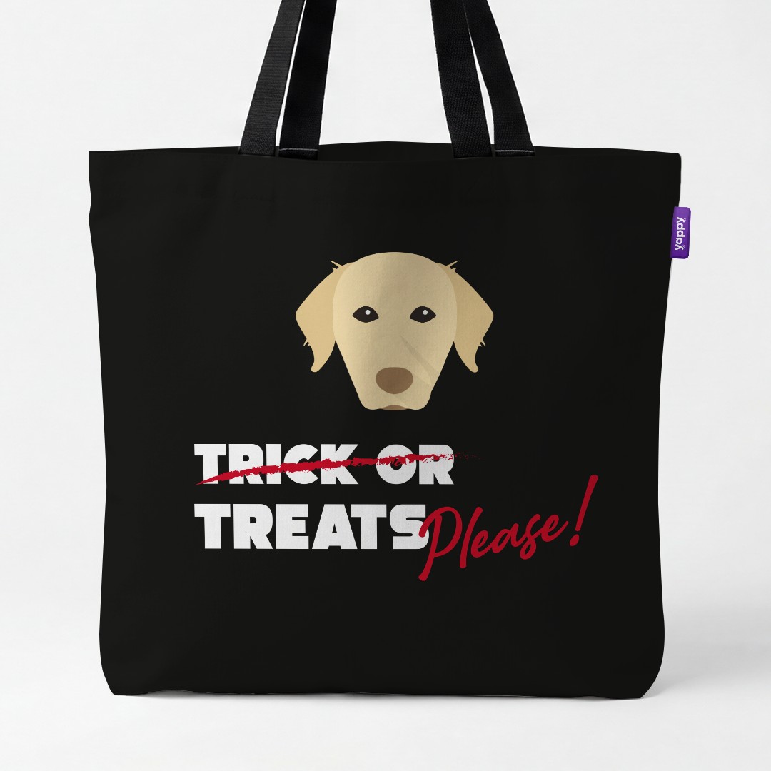'Trick or Treats Please' - Personalized {breedCommonName} Canvas Bag