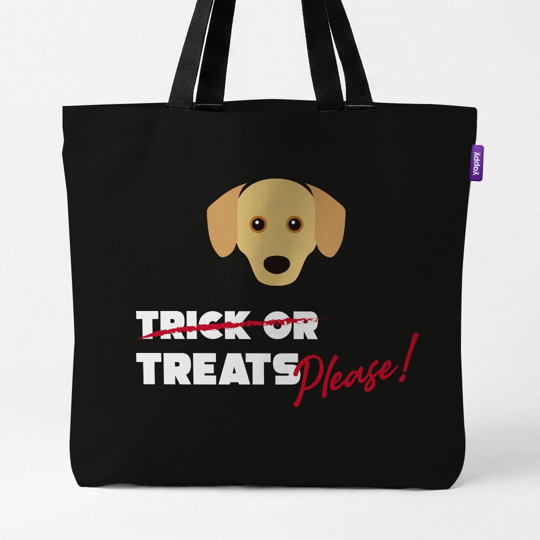 'Trick or Treats Please' - Personalised {breedCommonName} Canvas Bag