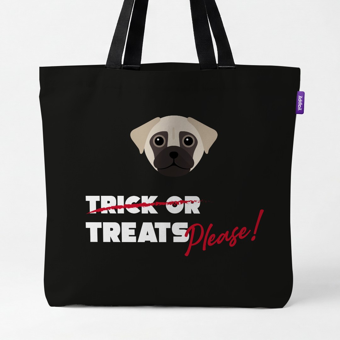 'Trick or Treats Please' - Personalized {breedCommonName} Canvas Bag
