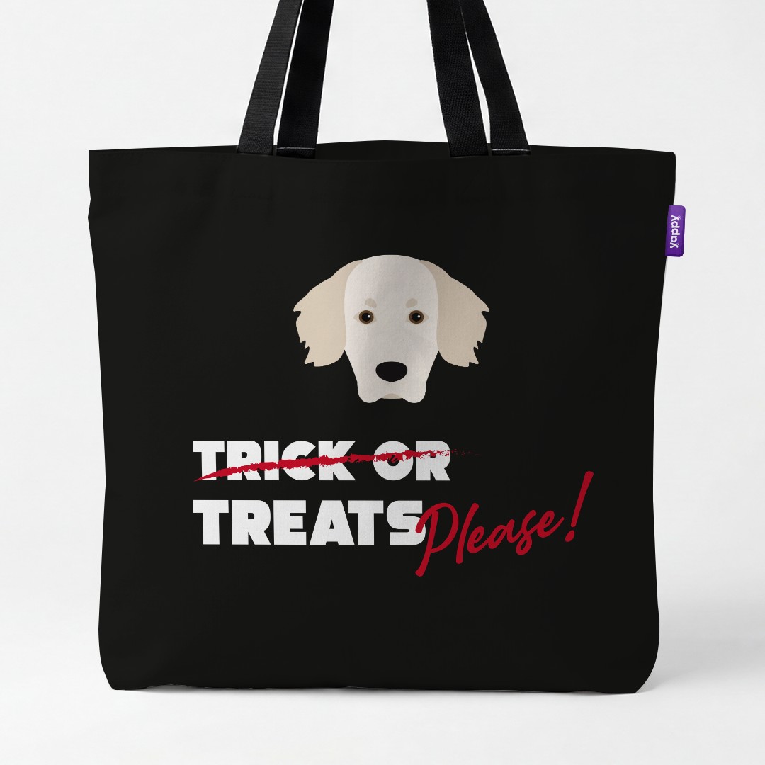 'Trick or Treats Please' - Personalized {breedCommonName} Canvas Bag