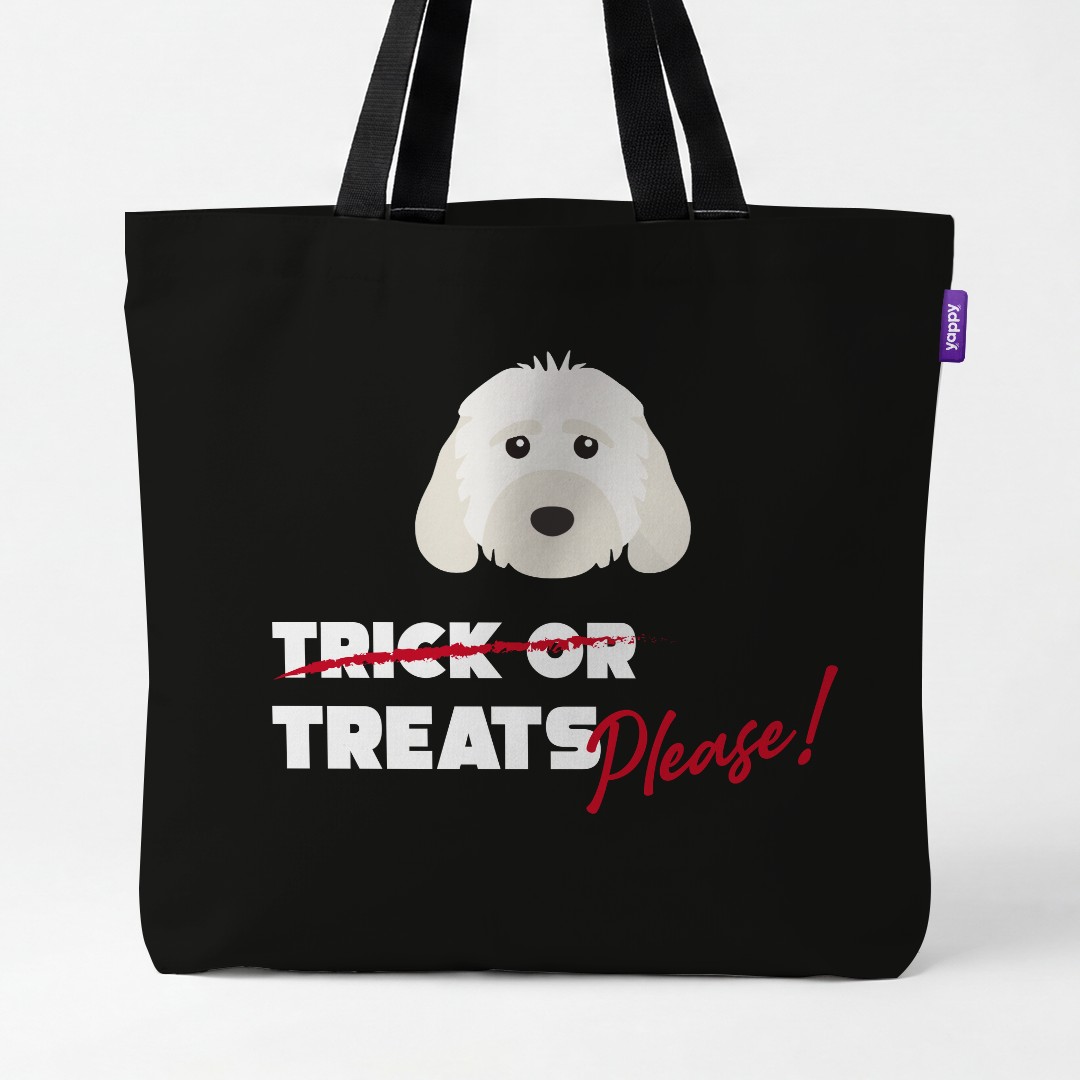 'Trick or Treats Please' - Personalized {breedCommonName} Canvas Bag
