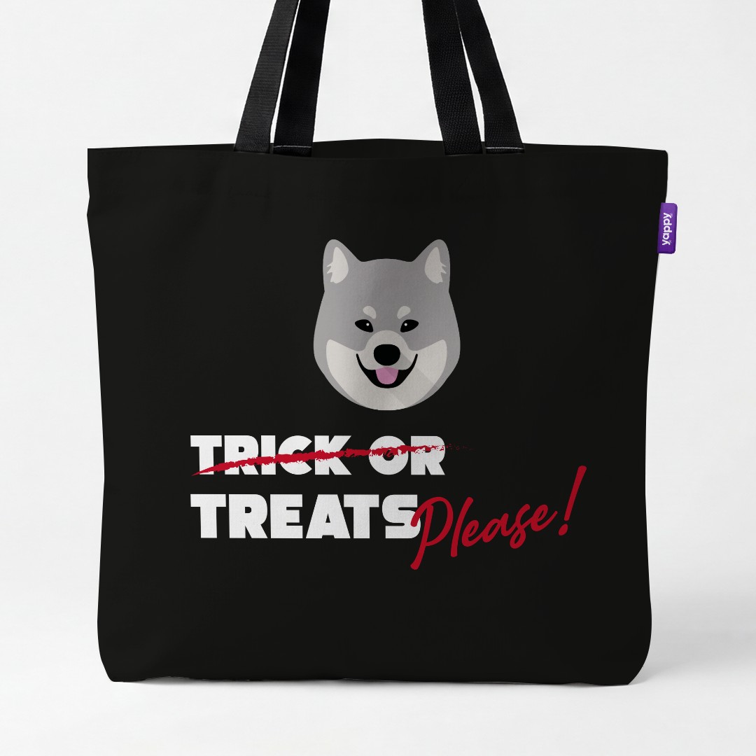 'Trick or Treats Please' - Personalised {breedCommonName} Canvas Bag