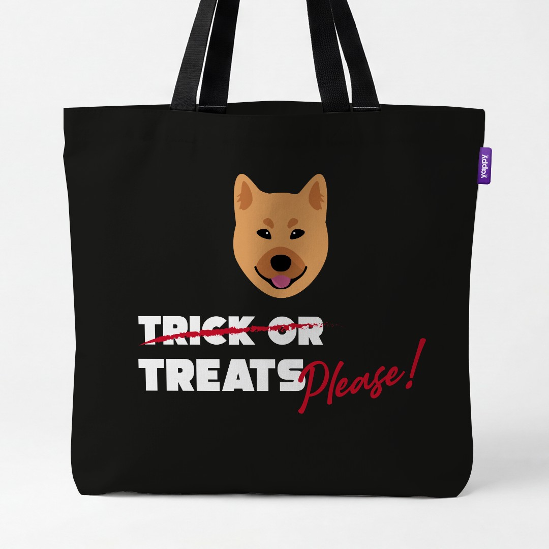 'Trick or Treats Please' - Personalised {breedCommonName} Canvas Bag
