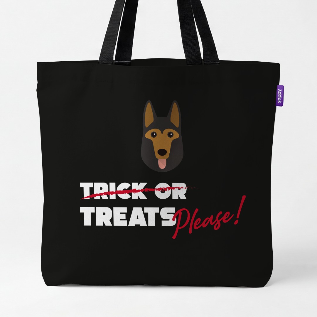 'Trick or Treats Please' - Personalized {breedCommonName} Canvas Bag