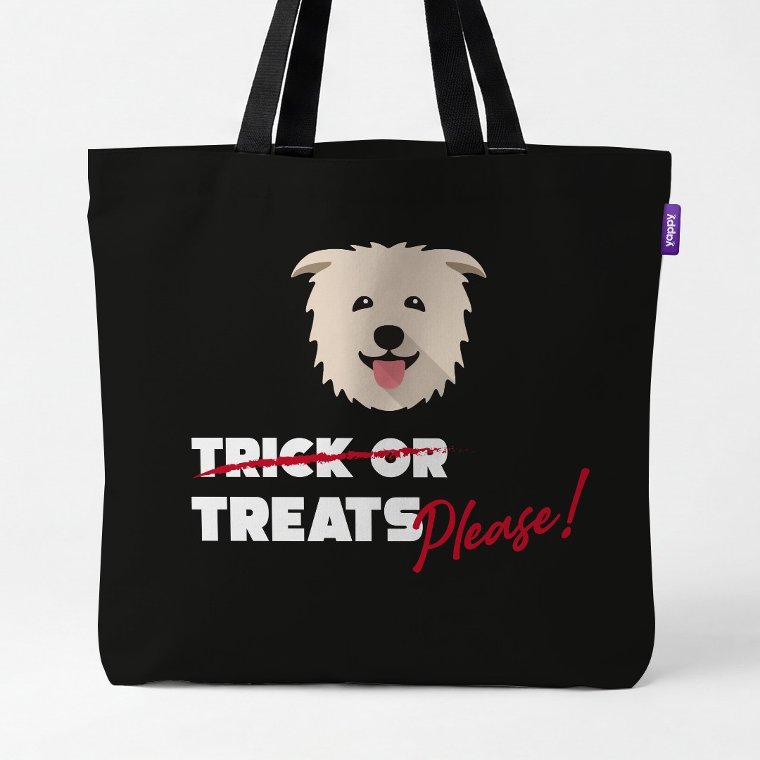 'Trick or Treats Please' - Personalized {breedCommonName} Canvas Bag