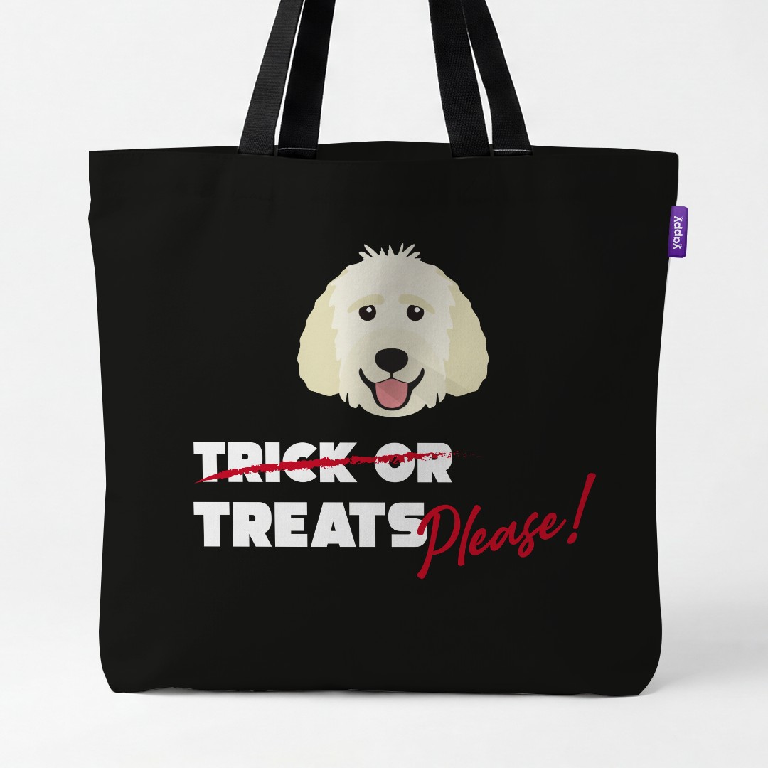 'Trick or Treats Please' - Personalised {breedCommonName} Canvas Bag