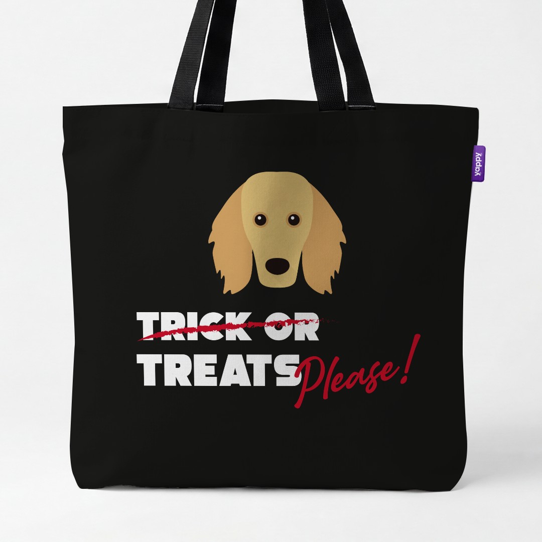 'Trick or Treats Please' - Personalized {breedCommonName} Canvas Bag