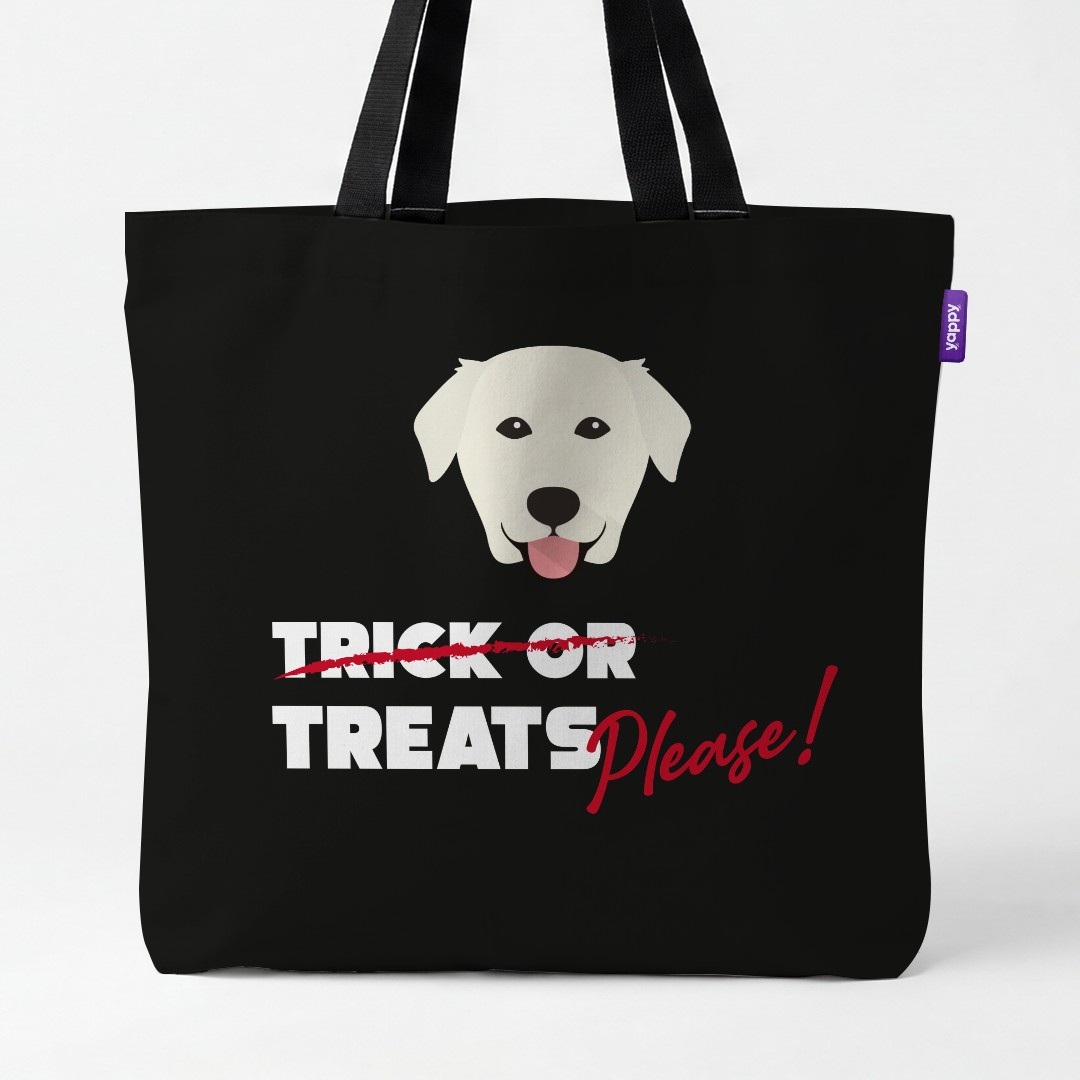 'Trick or Treats Please' - Personalized {breedCommonName} Canvas Bag