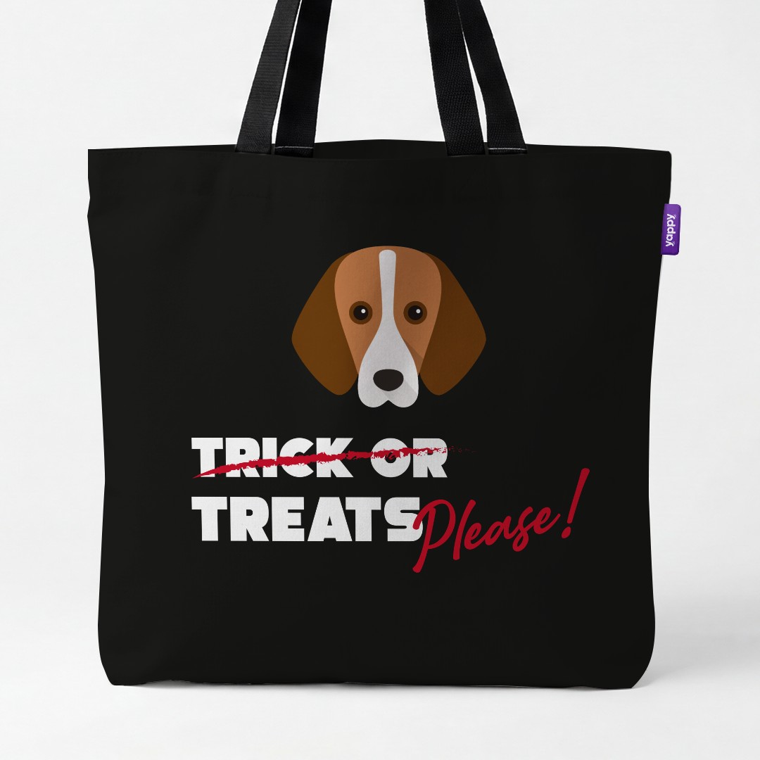 'Trick or Treats Please' - Personalised {breedCommonName} Canvas Bag
