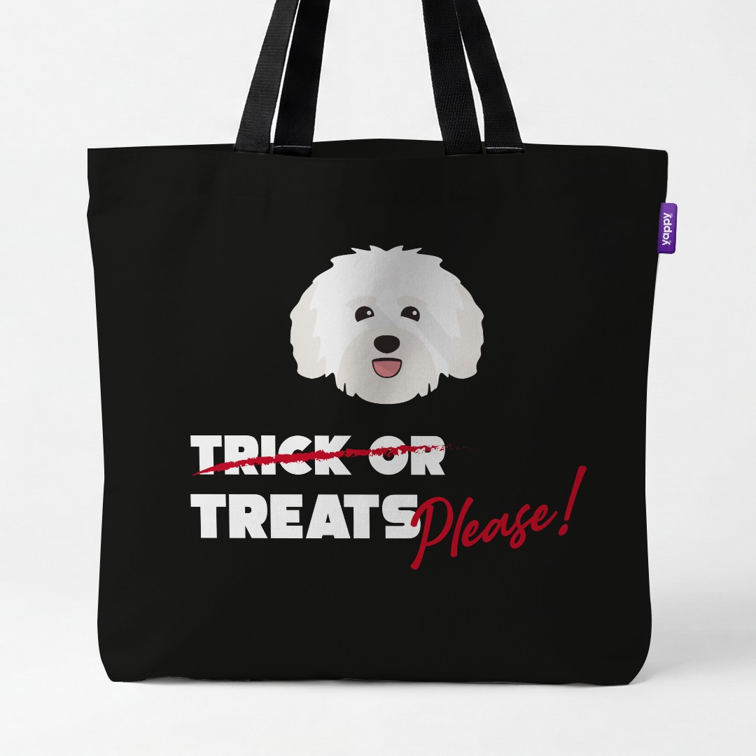 'Trick or Treats Please' - Personalized {breedCommonName} Canvas Bag