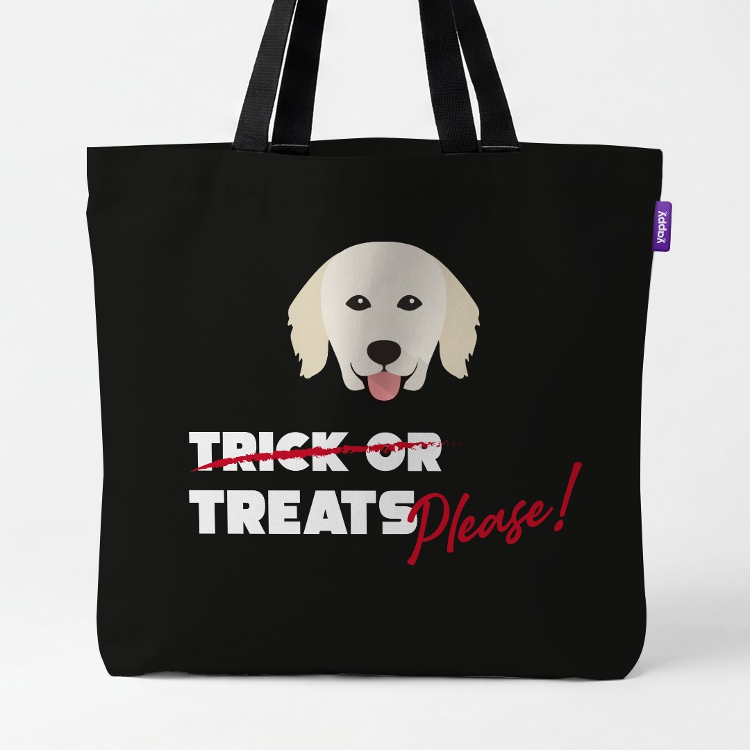 'Trick or Treats Please' - Personalized {breedCommonName} Canvas Bag