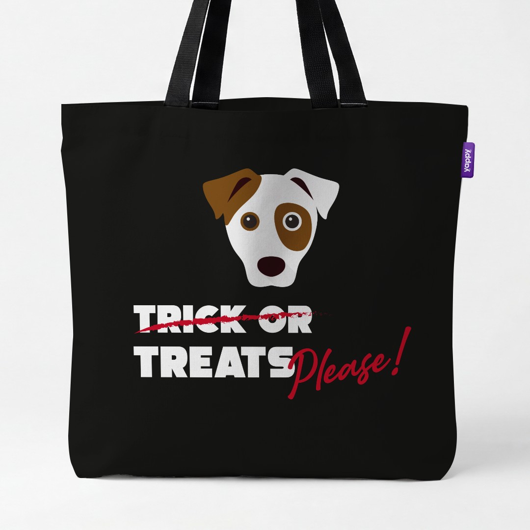 'Trick or Treats Please' - Personalised {breedCommonName} Canvas Bag