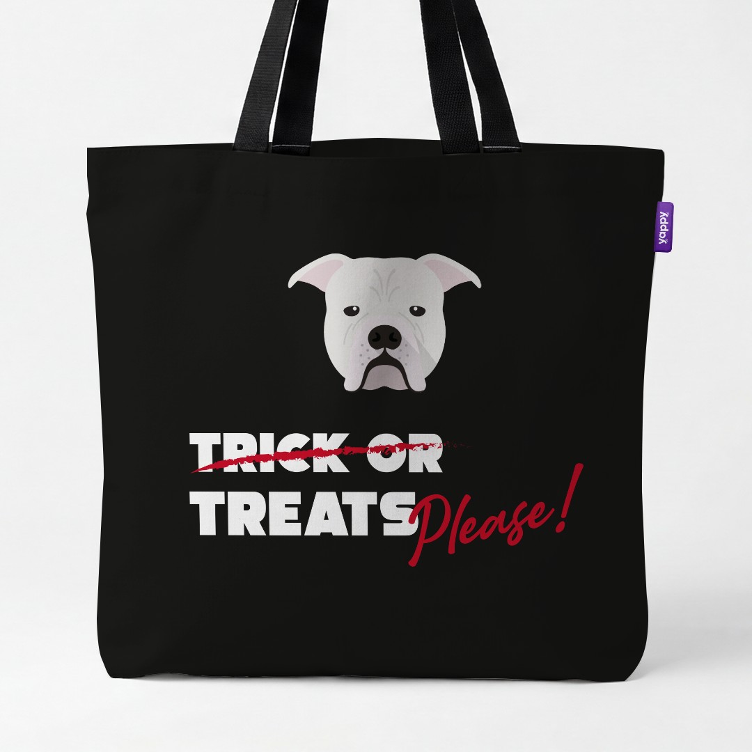 'Trick or Treats Please' - Personalised {breedCommonName} Canvas Bag