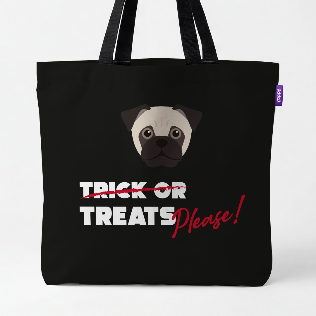 'Trick or Treats Please' - Personalized {breedCommonName} Canvas Bag
