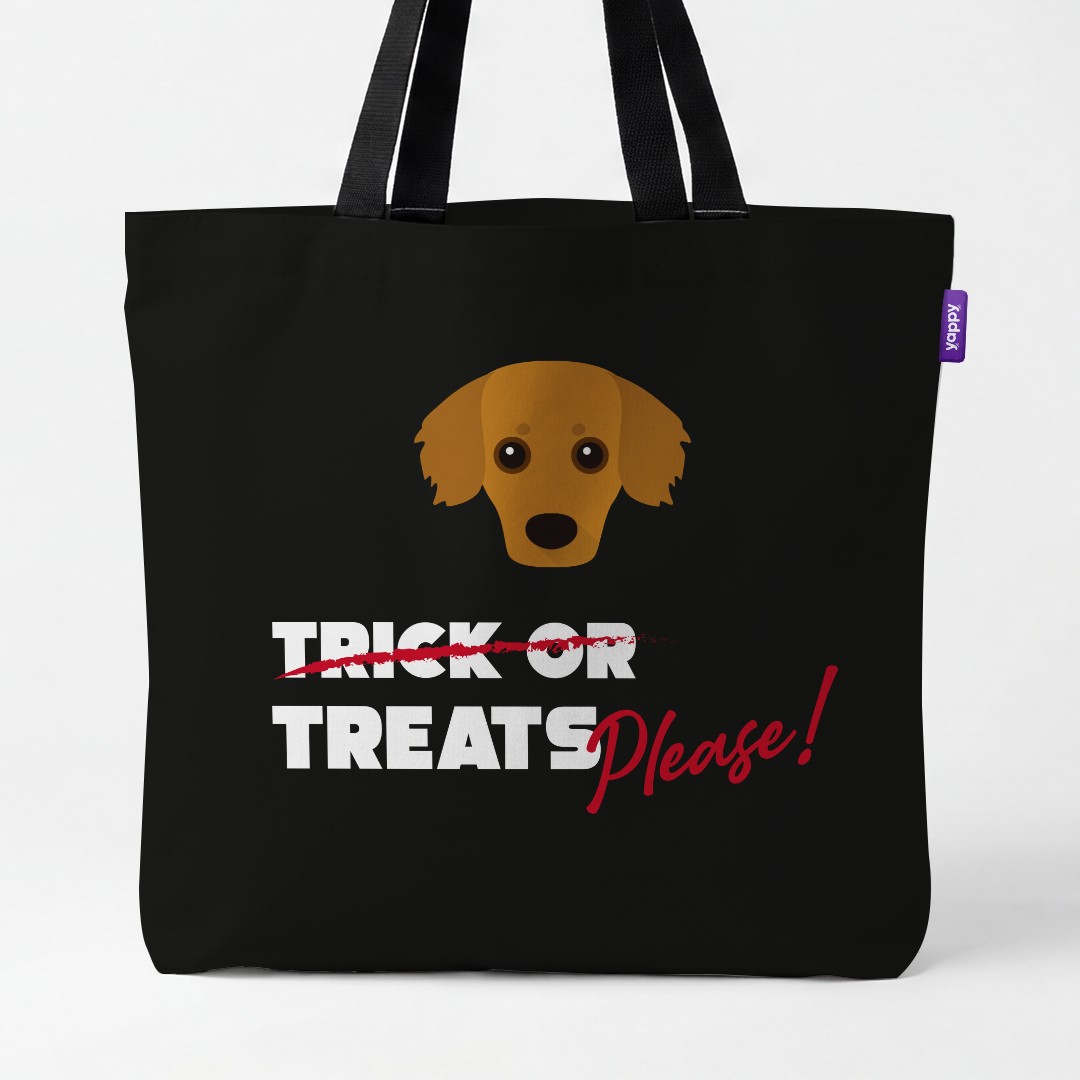 'Trick or Treats Please' - Personalized {breedCommonName} Canvas Bag