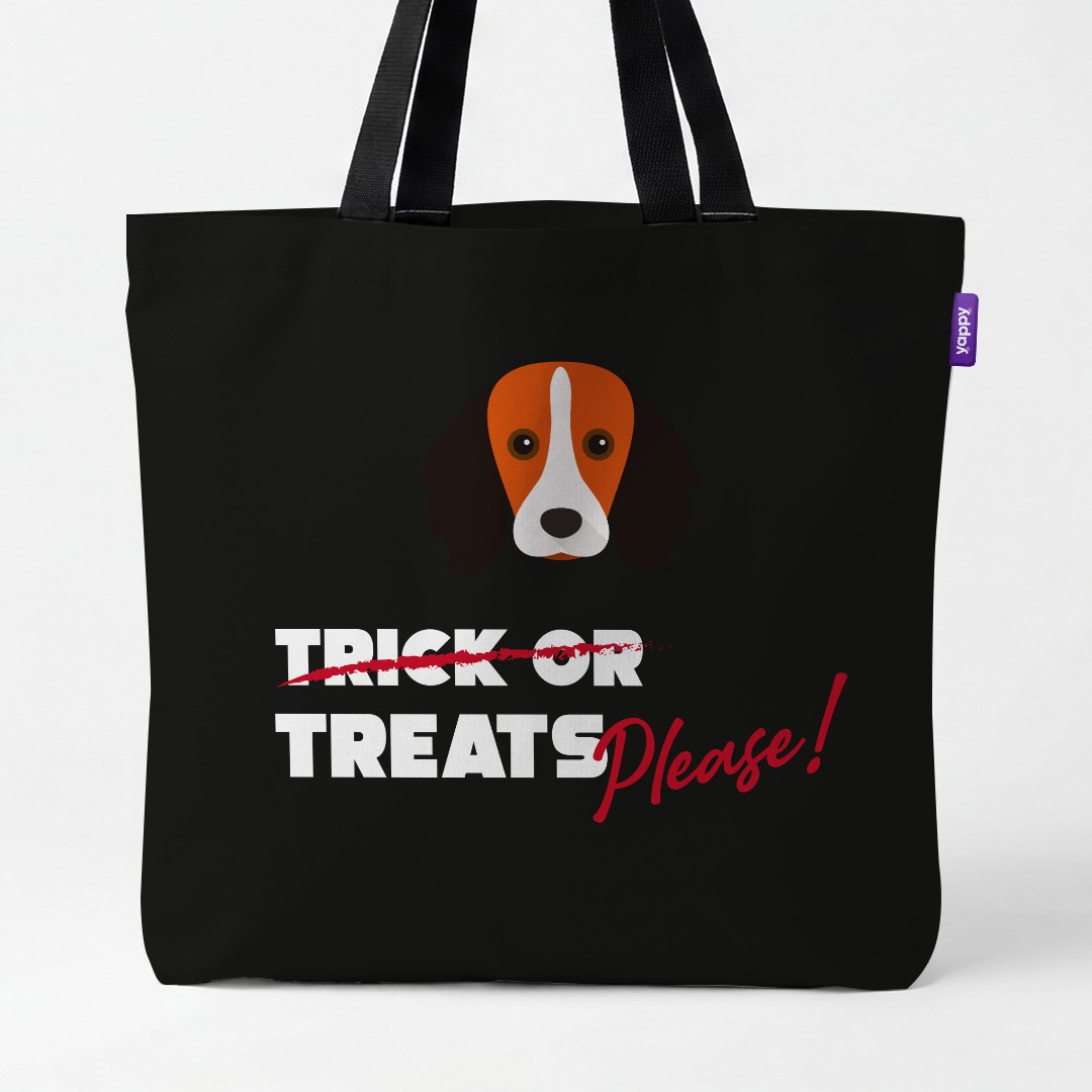 'Trick or Treats Please' - Personalised {breedCommonName} Canvas Bag