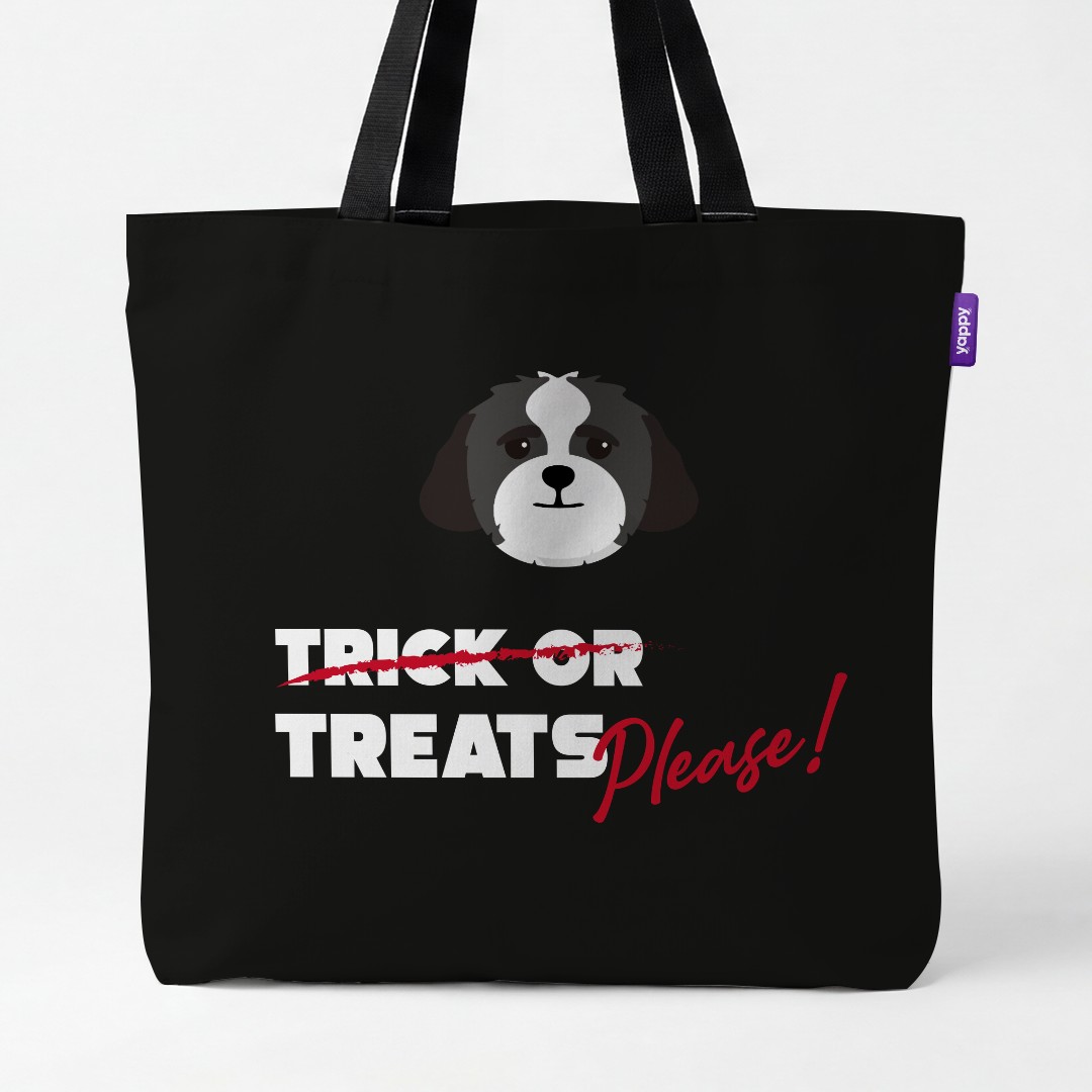 'Trick or Treats Please' - Personalized {breedCommonName} Canvas Bag