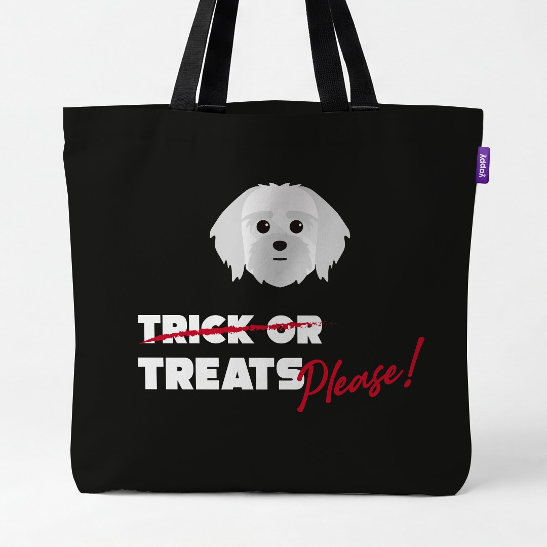 'Trick or Treats Please' - Personalized {breedCommonName} Canvas Bag