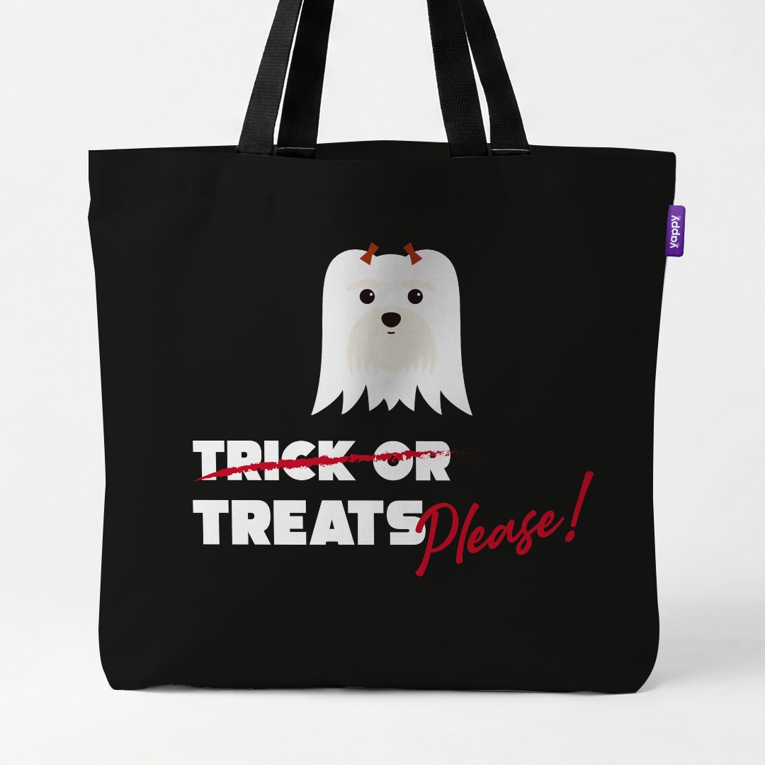 'Trick or Treats Please' - Personalized {breedCommonName} Canvas Bag