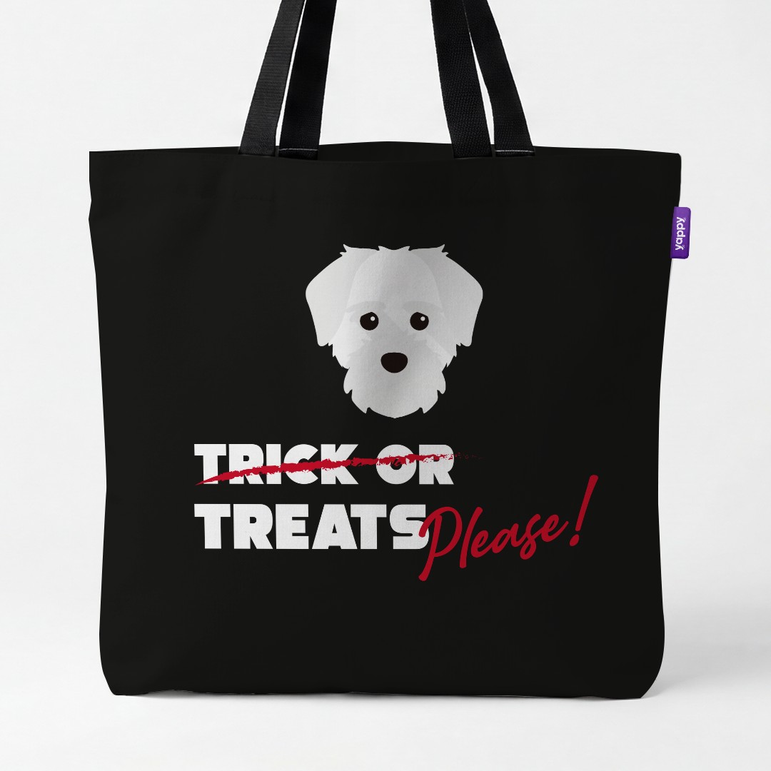 'Trick or Treats Please' - Personalized {breedCommonName} Canvas Bag