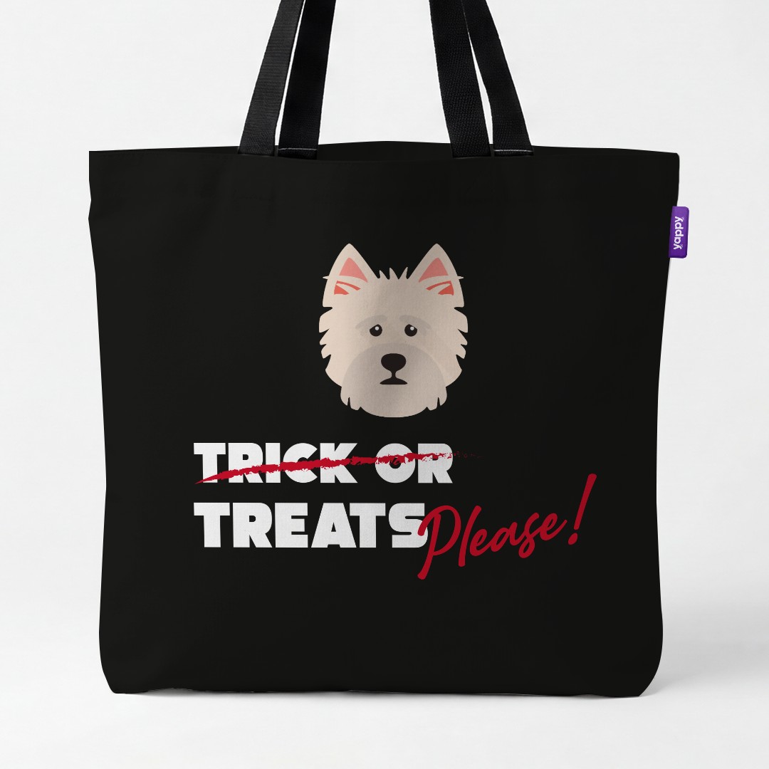'Trick or Treats Please' - Personalized {breedCommonName} Canvas Bag
