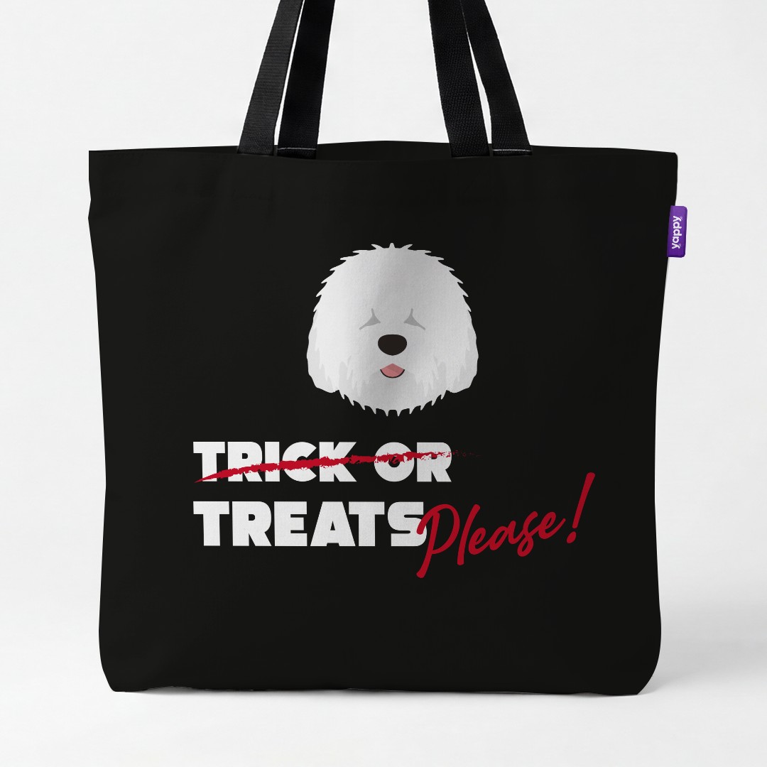 'Trick or Treats Please' - Personalised {breedCommonName} Canvas Bag