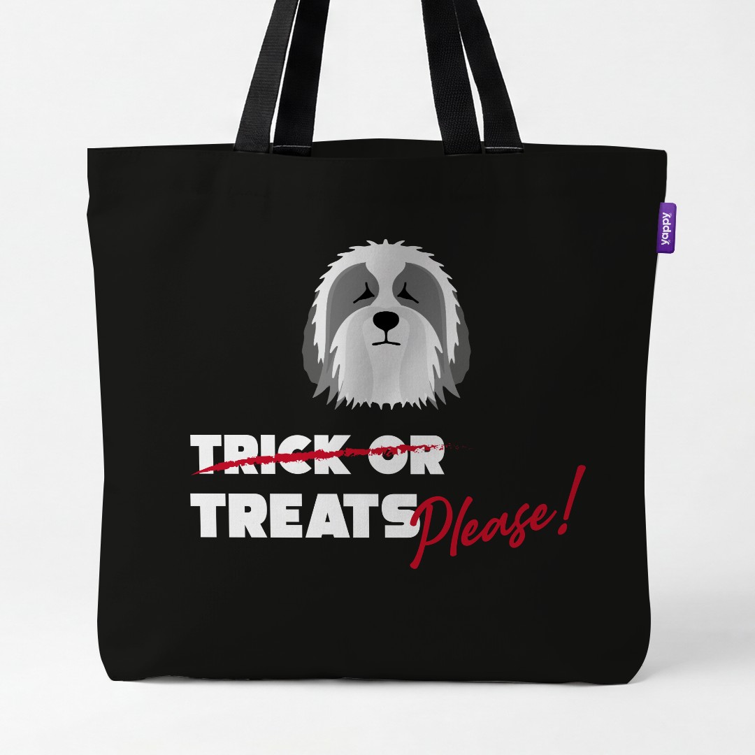'Trick or Treats Please' - Personalised {breedCommonName} Canvas Bag