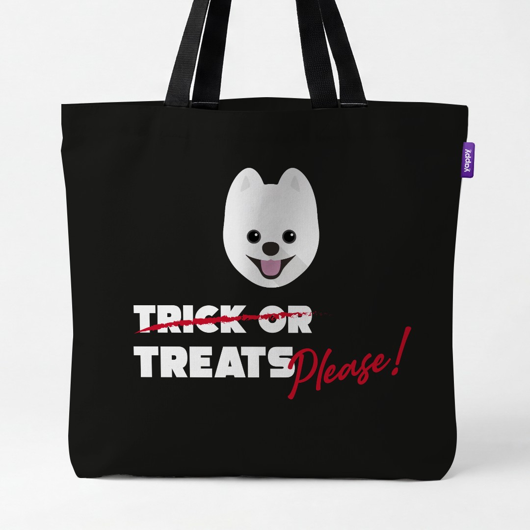 'Trick or Treats Please' - Personalised {breedCommonName} Canvas Bag
