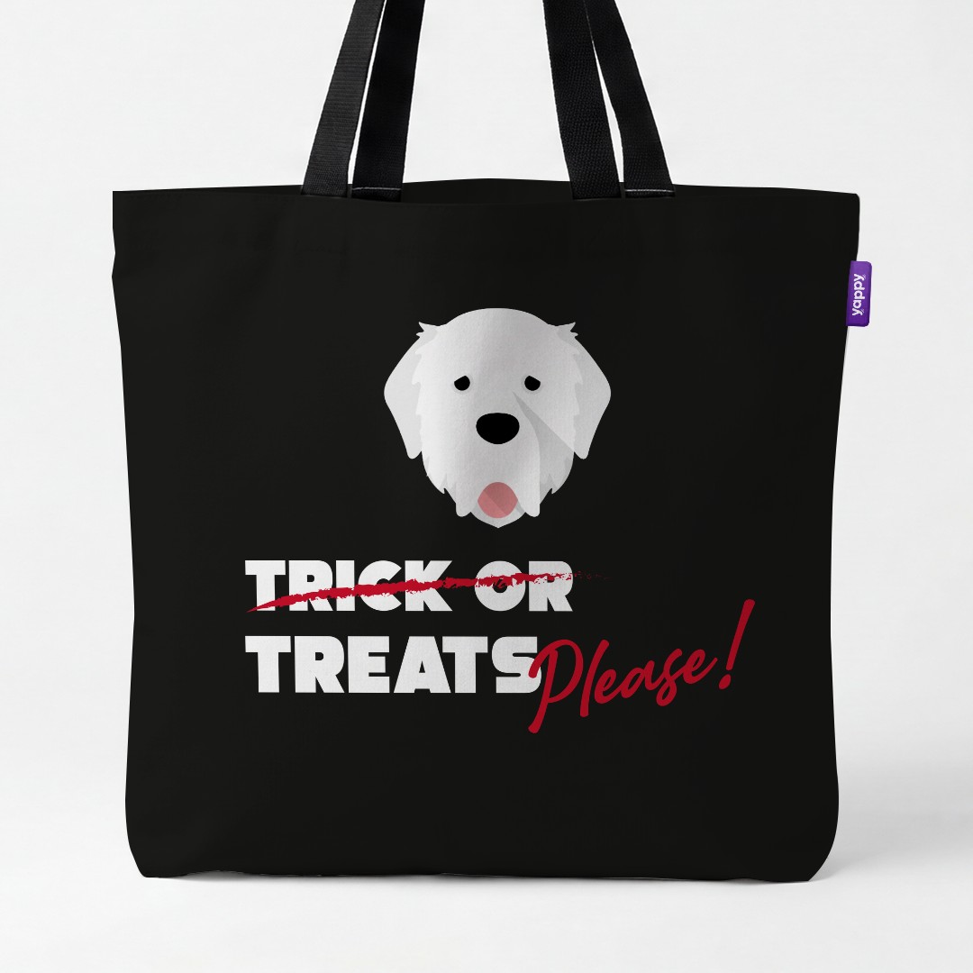 'Trick or Treats Please' - Personalized {breedCommonName} Canvas Bag