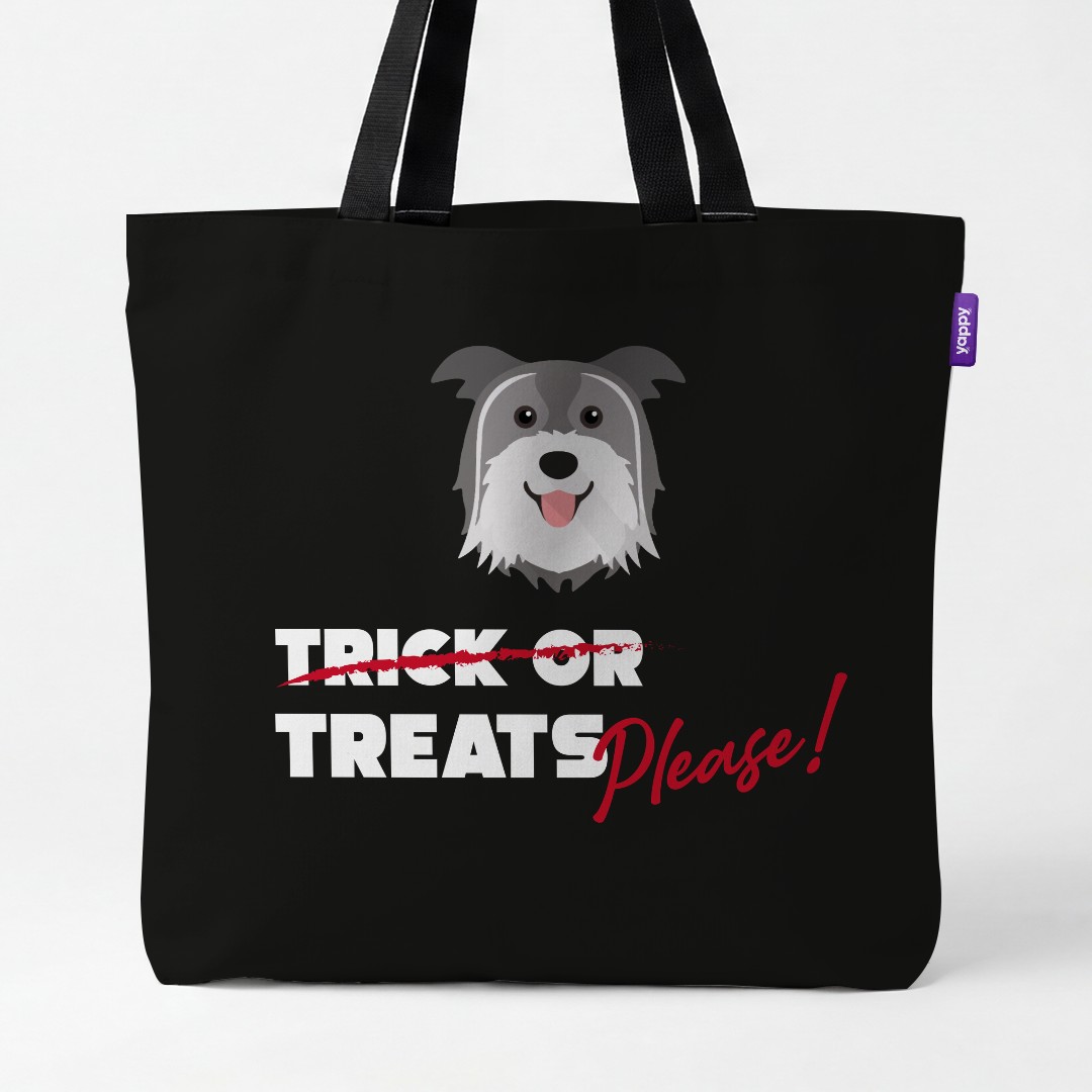 'Trick or Treats Please' - Personalised {breedCommonName} Canvas Bag