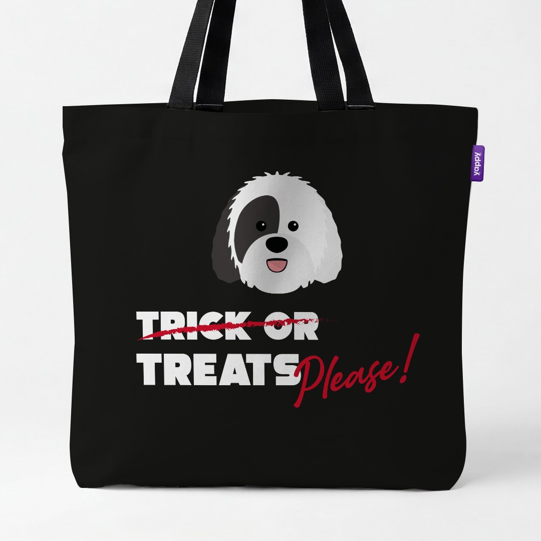 'Trick or Treats Please' - Personalized {breedCommonName} Canvas Bag
