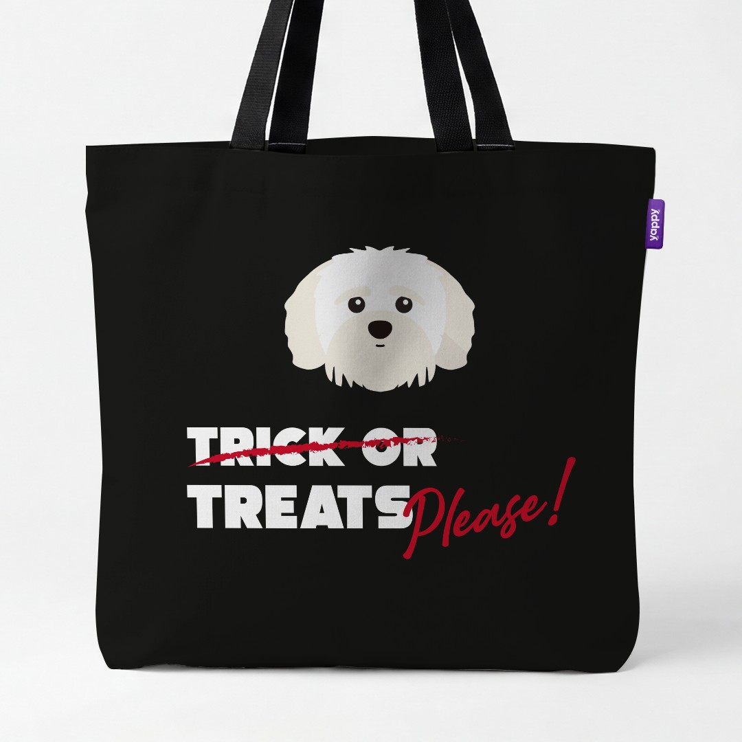 'Trick or Treats Please' - Personalized {breedCommonName} Canvas Bag