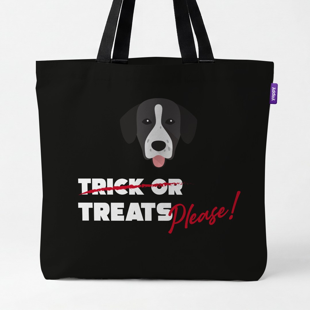 'Trick or Treats Please' - Personalized {breedCommonName} Canvas Bag