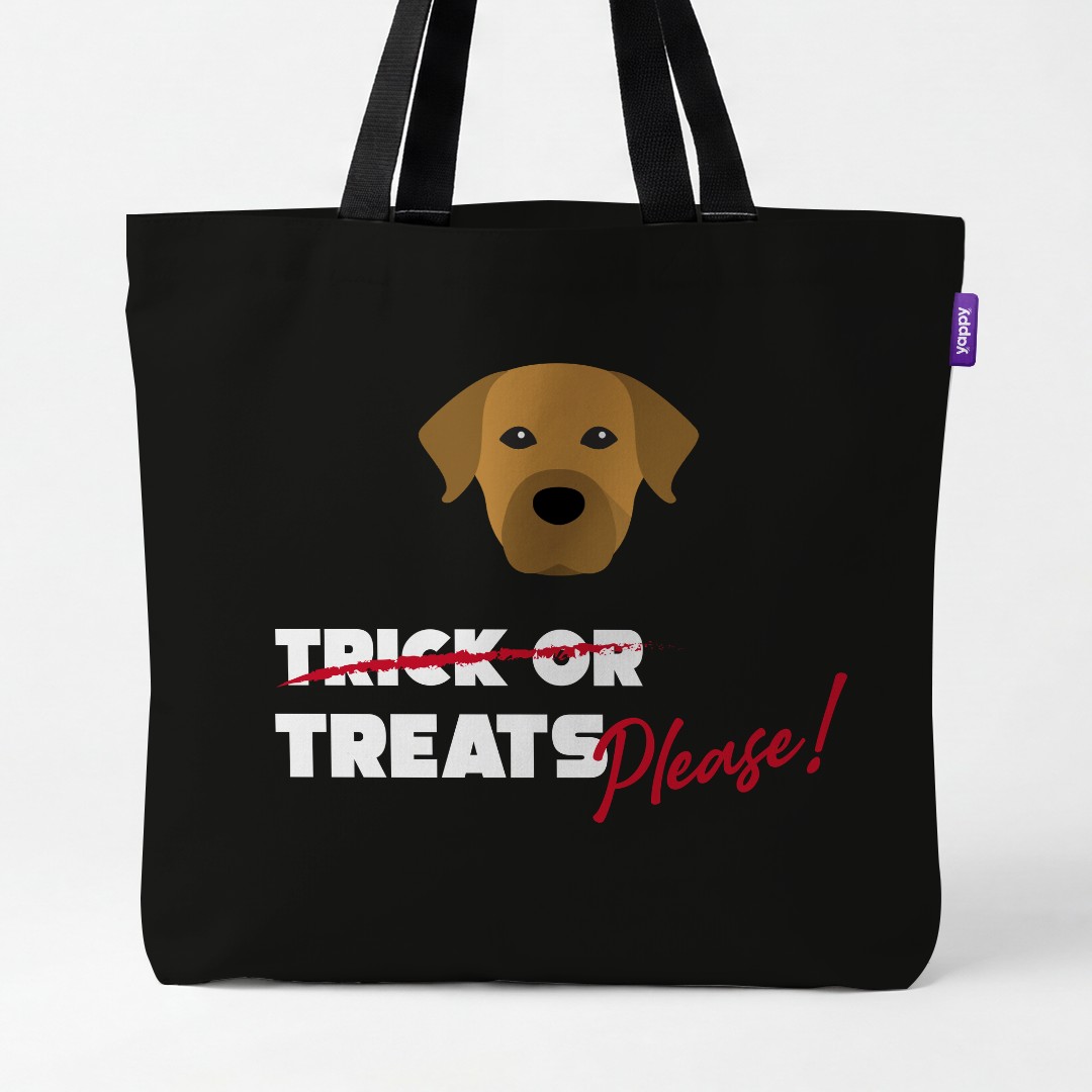 'Trick or Treats Please' - Personalised {breedCommonName} Canvas Bag