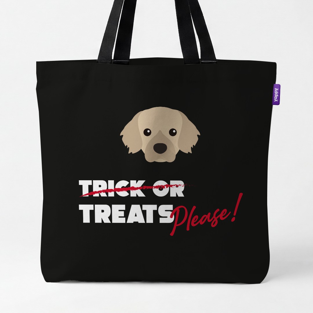 'Trick or Treats Please' - Personalised {breedCommonName} Canvas Bag