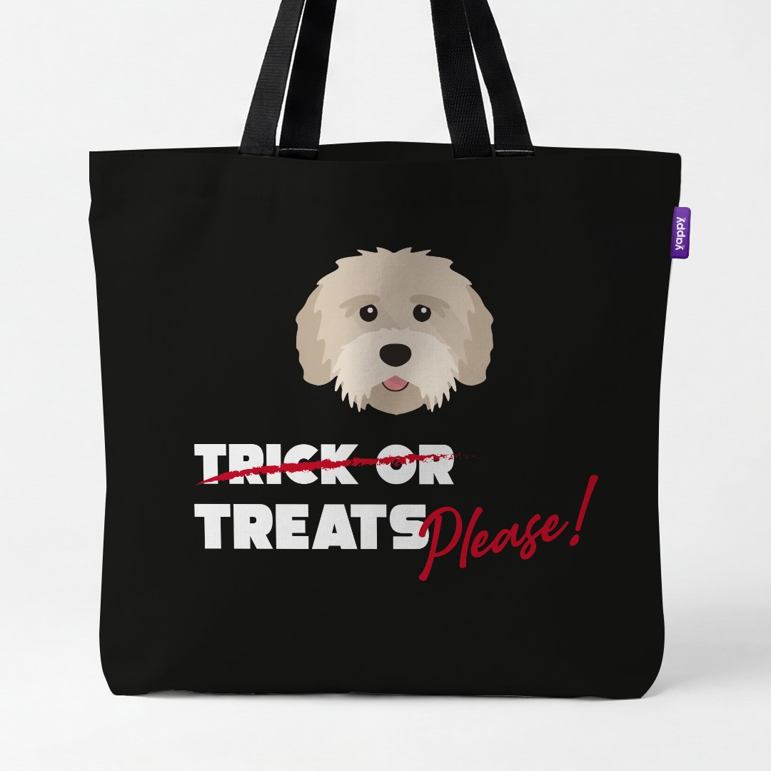 'Trick or Treats Please' - Personalised {breedCommonName} Canvas Bag