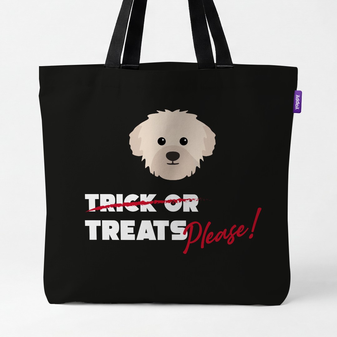 'Trick or Treats Please' - Personalized {breedCommonName} Canvas Bag