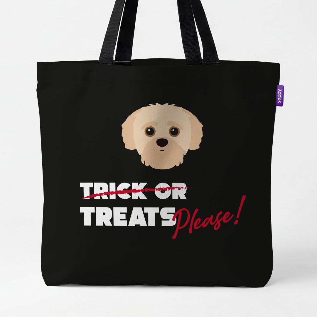 'Trick or Treats Please' - Personalized {breedCommonName} Canvas Bag