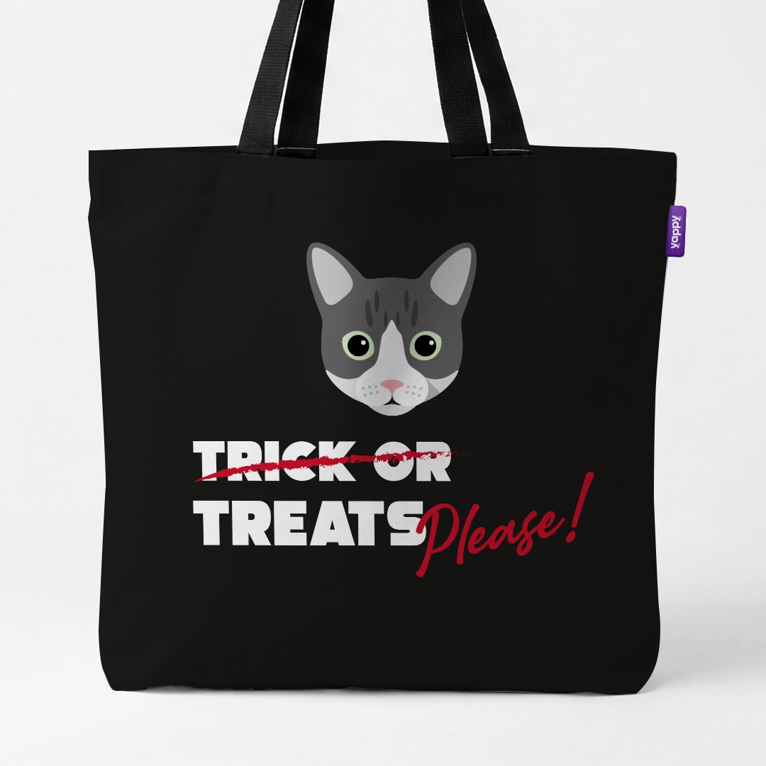 'Trick or Treats Please' - Personalized {breedCommonName} Canvas Bag