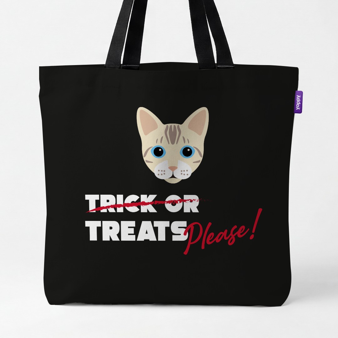 'Trick or Treats Please' - Personalized {breedCommonName} Canvas Bag