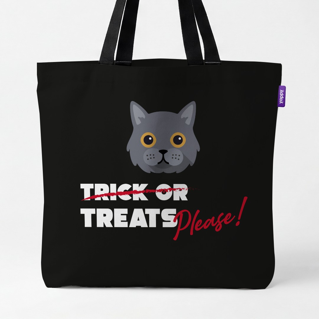 'Trick or Treats Please' - Personalized {breedCommonName} Canvas Bag