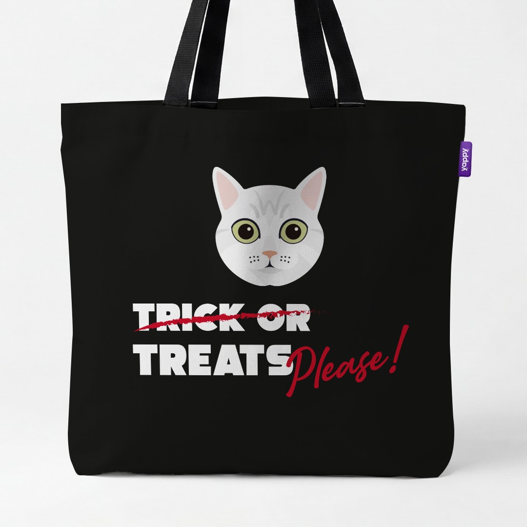 'Trick or Treats Please' - Personalized {breedCommonName} Canvas Bag