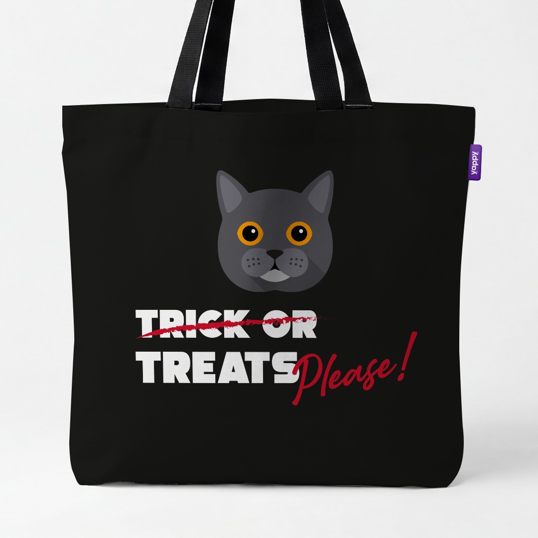 'Trick or Treats Please' - Personalized {breedCommonName} Canvas Bag