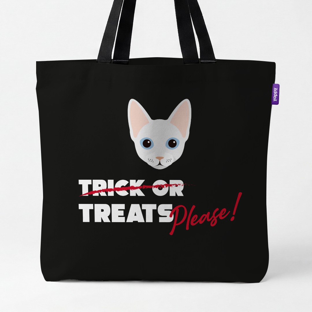 'Trick or Treats Please' - Personalized {breedCommonName} Canvas Bag