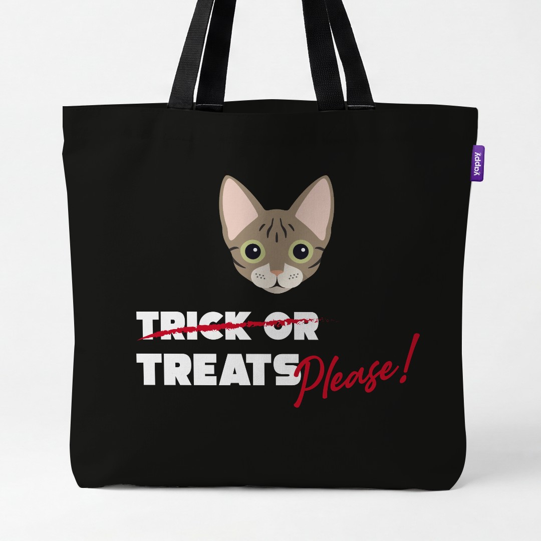'Trick or Treats Please' - Personalized {breedCommonName} Canvas Bag