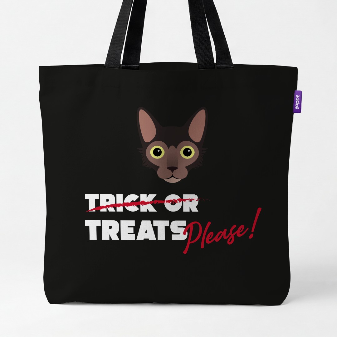 'Trick or Treats Please' - Personalized {breedCommonName} Canvas Bag