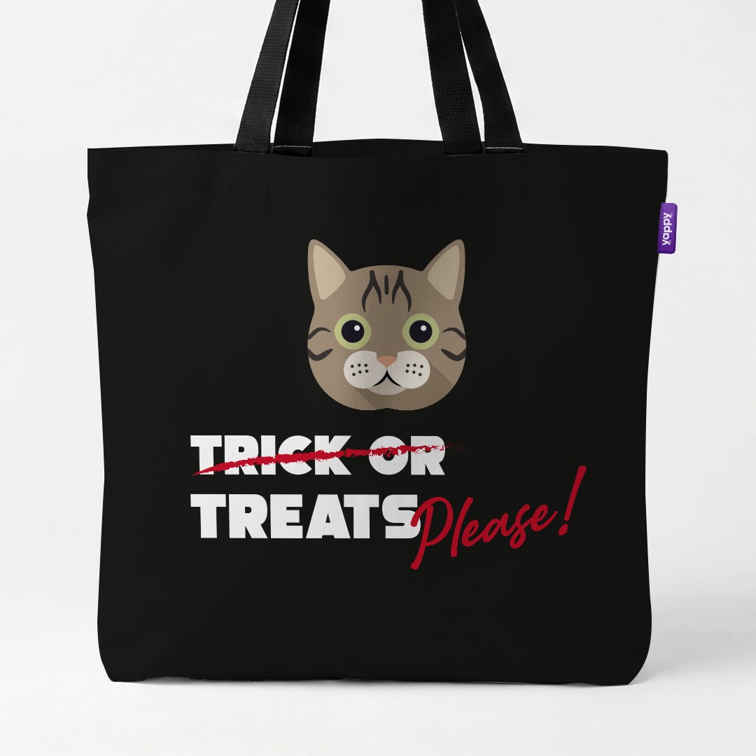 'Trick or Treats Please' - Personalized {breedCommonName} Canvas Bag