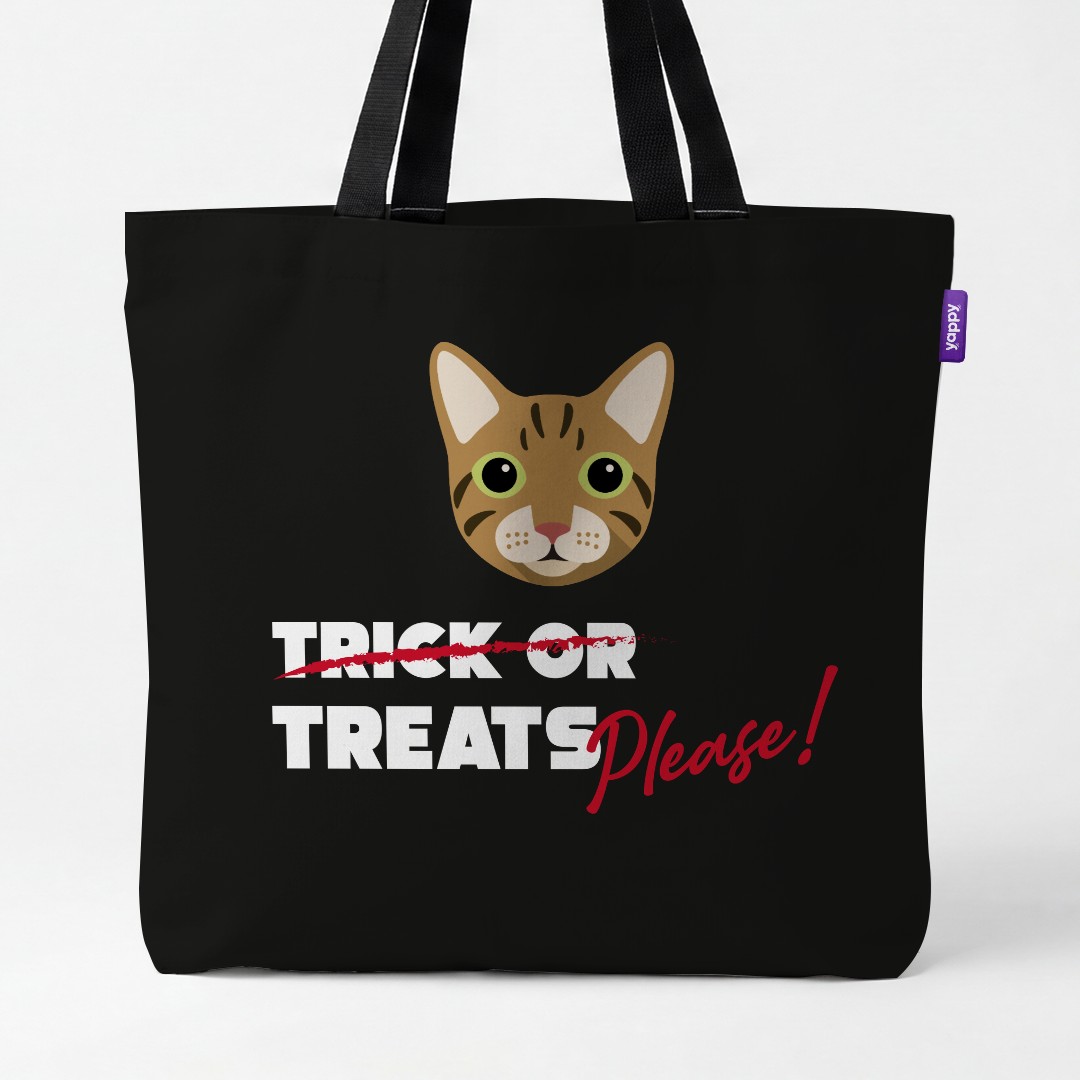 'Trick or Treats Please' - Personalized {breedCommonName} Canvas Bag