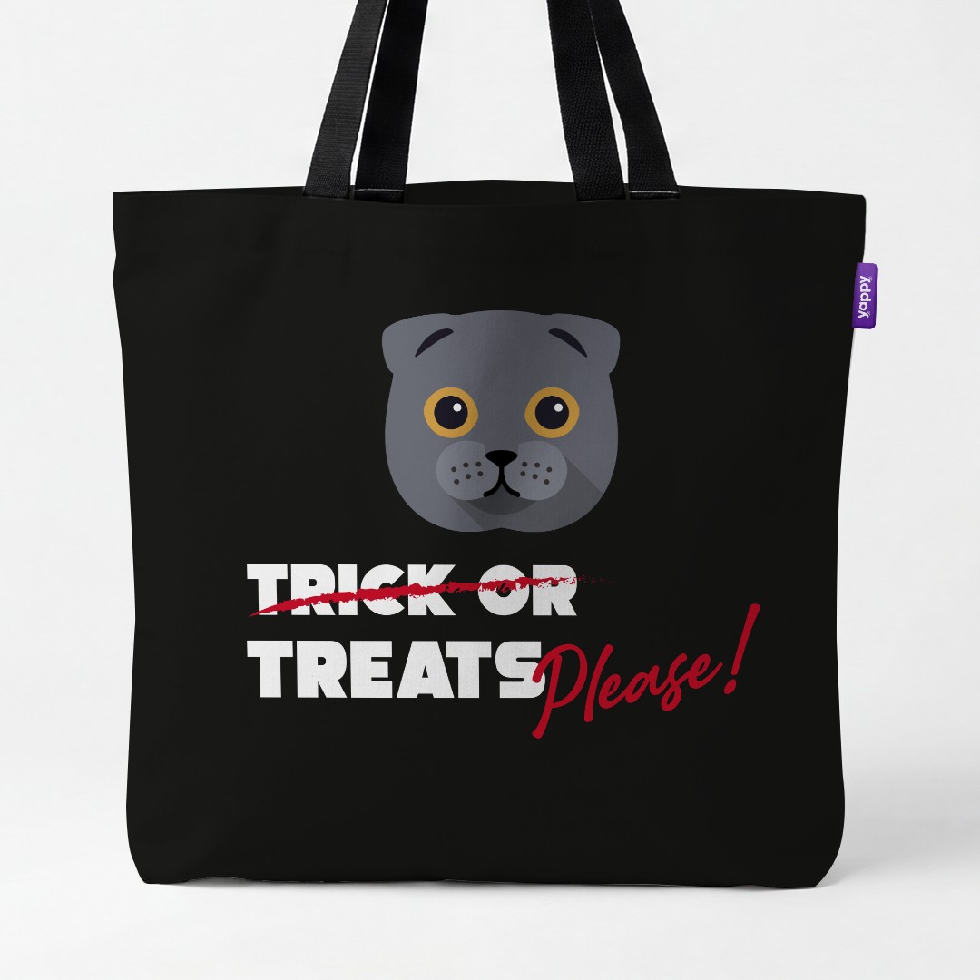 'Trick or Treats Please' - Personalized {breedCommonName} Canvas Bag